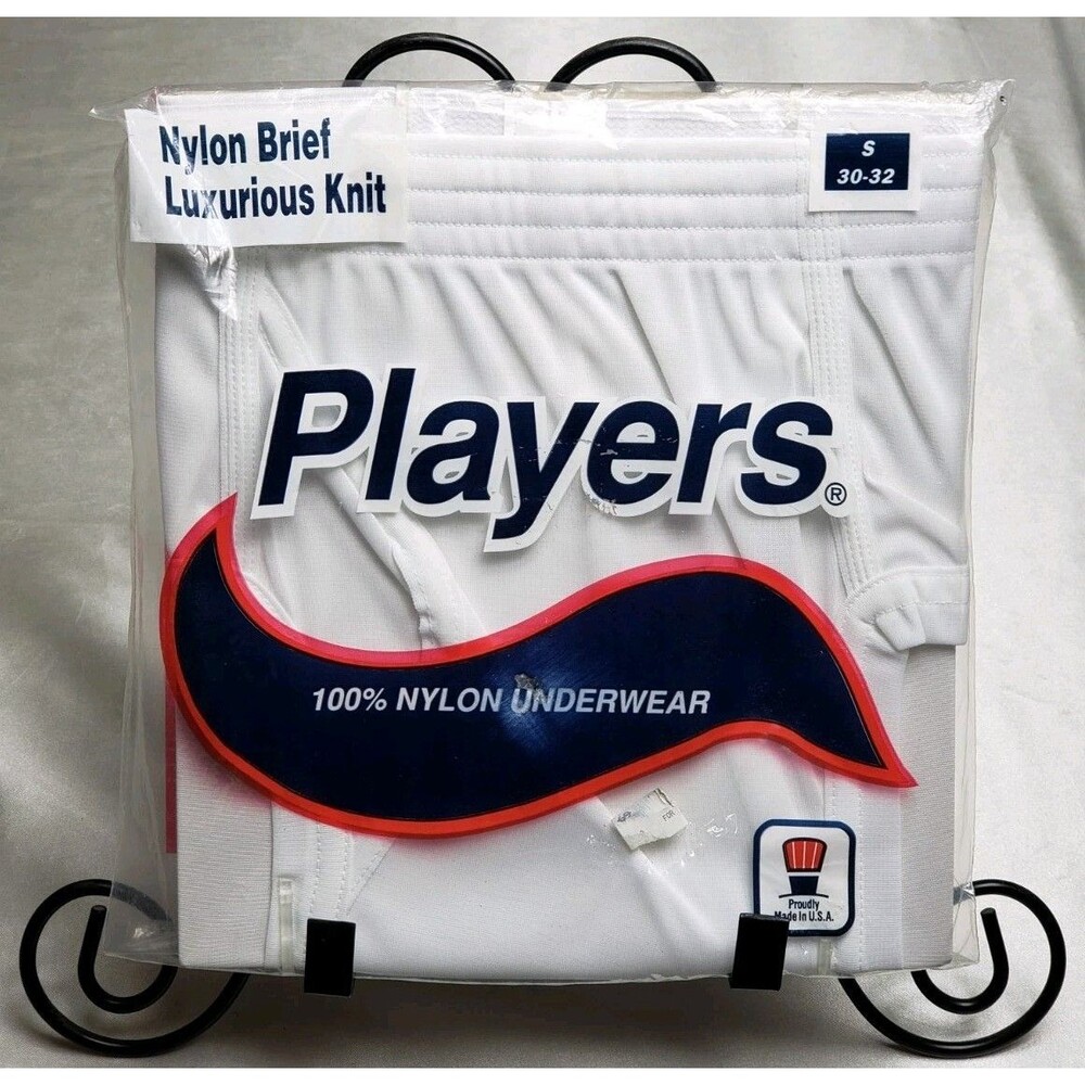 Players 100% NYLON Briefs White S 30-32 (2 Pack) Luxurious Knit Full-Fashion NWT